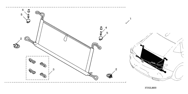 2021 Acura TLX 4 Door BASE KA XAT Cargo Net Diagram
