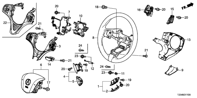 2016 Acura MDX Switch Assembly Diagram for 35880-TZ5-A01