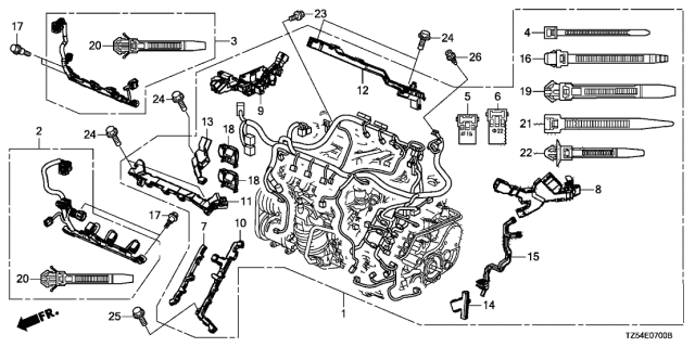 2014 Acura MDX Wire Harness, Engine Diagram for 32110-5J6-A50