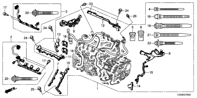 2014 Acura MDX 5 Door TECH KA 6AT Engine Wire Harness (3.5L) Diagram