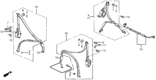 1990 Acura Legend Cover, Through Anchor (Graphite Black) (Takata) Diagram for 77616-SA5-672YH