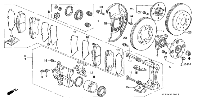 1997 Acura CL Front Disc Brake pad Set Pads (17Cl Diagram for 45022-S87-X01