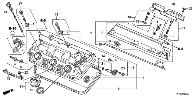 2015 Acura RDX Front Cylinder Head Cover Assembly Diagram for 12310-R70-A00