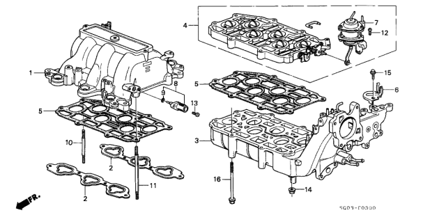 1990 Acura Legend 2 Door L (MOQUETTE) KA 4AT Intake Manifold Diagram