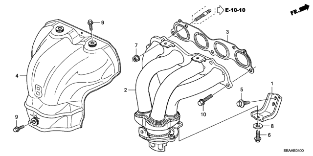 2008 Acura TSX 4 Door TSX KA 6MT Exhaust Manifold Diagram