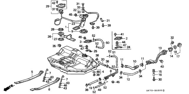 1993 Acura Integra Fuel Pump Unit Assembly Set Diagram for 17040-SK7-A70