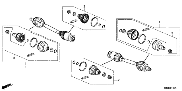 2021 Acura NSX 2 Door FIF KA DCT Front Driveshaft Set Short Parts Diagram