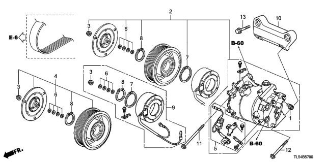 2013 Acura TSX A/C Compressor Diagram for 38810-RL5-A02