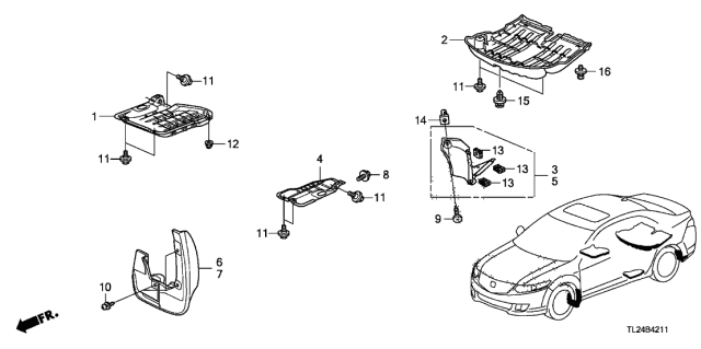 2010 Acura TSX Passenger Side Middle Floor (Lower) Cover Assembly Diagram for 74510-TL0-G00