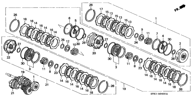 1999 Acura Integra 4 Door GS (LEATHER) KA 4AT AT Clutch Diagram