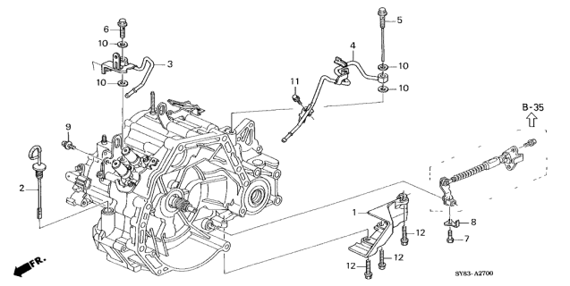 1998 Acura CL 2 Door BAS2.3 KA 4AT AT ATF Pipe - Speed Sensor Diagram