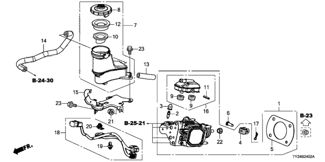 2014 Acura RLX Bracket, Reserve Tank Diagram for 46674-TY3-A00