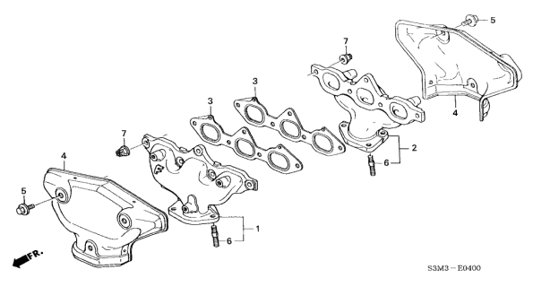 2003 Acura CL Manifold Assembly, Front Exhaust Diagram for 18000-P8E-A00