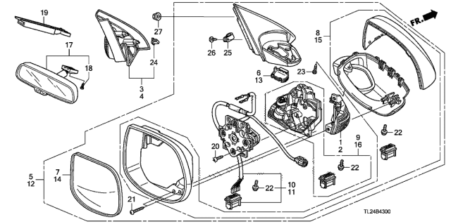 2012 Acura TSX Driver Side Side Turn Light Assembly Diagram for 34350-TL0-G02