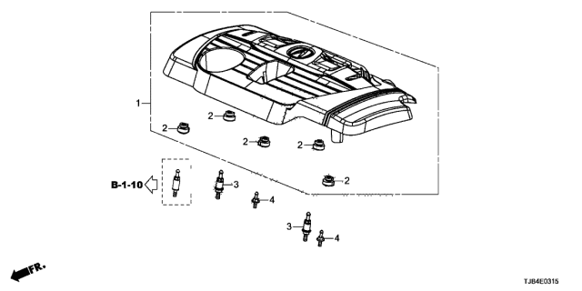 2019 Acura RDX Engine Cover Component Diagram for 12500-5YF-A00