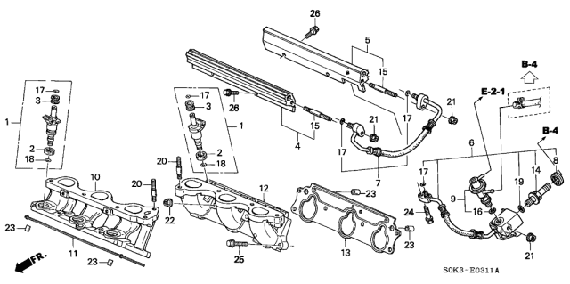 2002 Acura TL 4 Door TL KA 5AT Fuel Injector Diagram