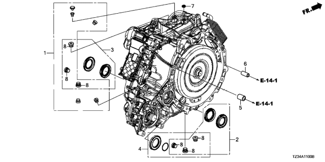 2020 Acura TLX AT Oil Seal Diagram