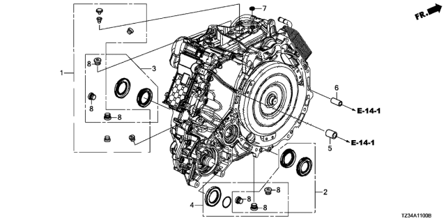 2019 Acura TLX 4 Door ADV (AWD 19INCH) KA 9AT AT Oil Seal Diagram