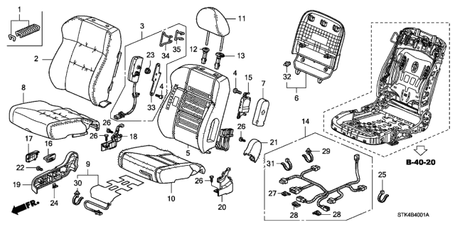 2007 Acura RDX Right Front Seat Cushion Heater Diagram for 81134-STK-A01