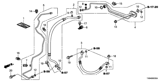 2014 Acura ILX 4 Door TECH KA 5AT A/C Air Conditioner (Hoses/Pipes) Diagram