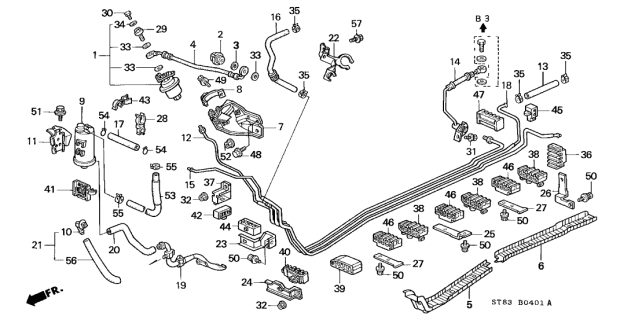 1995 Acura Integra 4 Door GS-R KA 5MT Fuel Pipe Diagram