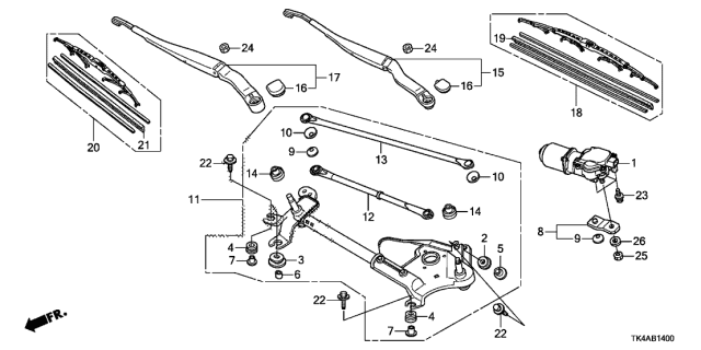 2013 Acura TL 4 Door TECH (SHAWD) KA 6MT Front Windshield Wiper Diagram