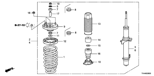 2009 Acura TL Left Front Shock Absorber Assembly Diagram for 51620-TK4-A03