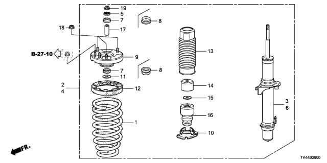 2012 Acura TL 4 Door TECH (SHAWD) KA 6MT Front Shock Absorber Diagram
