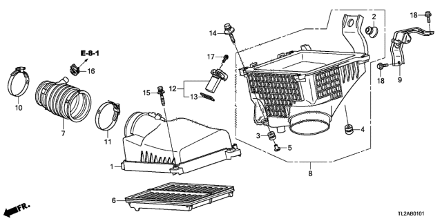 2013 Acura TSX 4 Door TSX V6 KA 5AT Air Cleaner (V6) Diagram