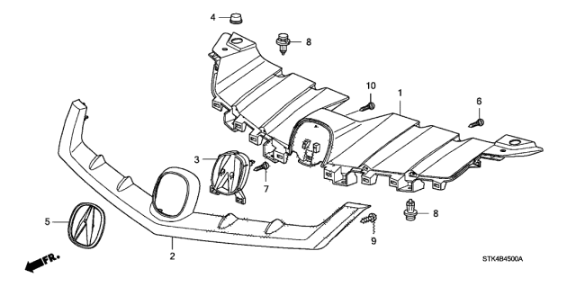 2008 Acura RDX Front Grille Base (Grille Gun Metallic) Diagram for 71121-STK-A01ZA