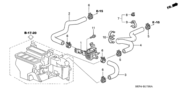 2005 Acura TL Water Inlet Hose A Diagram for 79721-SDB-A60