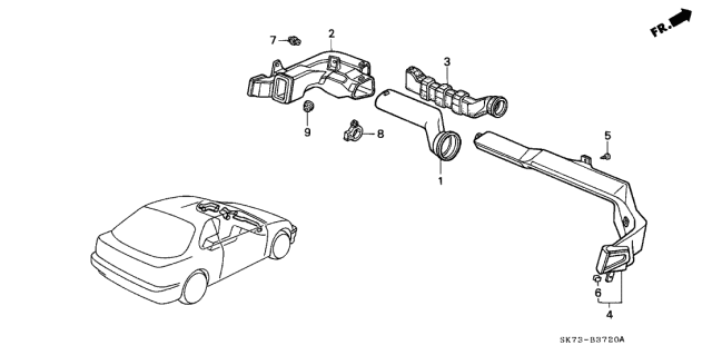 1993 Acura Integra 3 Door RS KL 5MT Ventilation - Duct Diagram