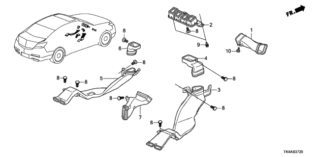 2014 Acura TL Duct, Left Rear Heater Diagram for 83380-TK5-A03