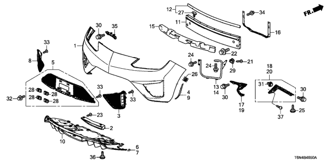 2017 Acura NSX Diffuser Assembly, Rear Bumper (Cfrp) Diagram for 71510-T6N-B01