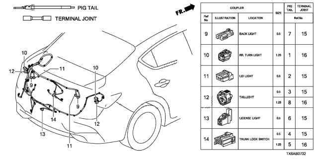 2020 Acura ILX Electrical Connectors (Rear) Diagram