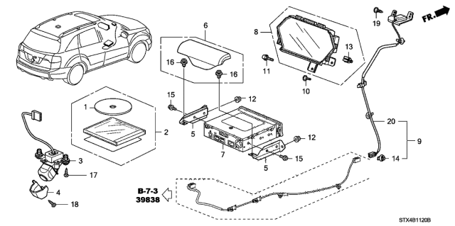 2013 Acura MDX Gps Antenna Assembly Diagram for 39835-STX-A02