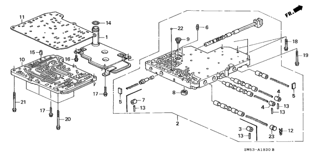 1998 Acura TL AT Main Valve Body (V6) Diagram