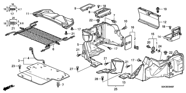 2002 Acura TL 4 Door TL KA 5AT Trunk Lining Diagram