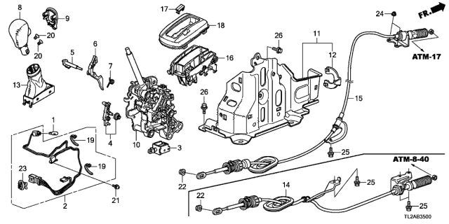 2013 Acura TSX Knob Assembly, Select Diagram for 54130-TL0-G91ZB