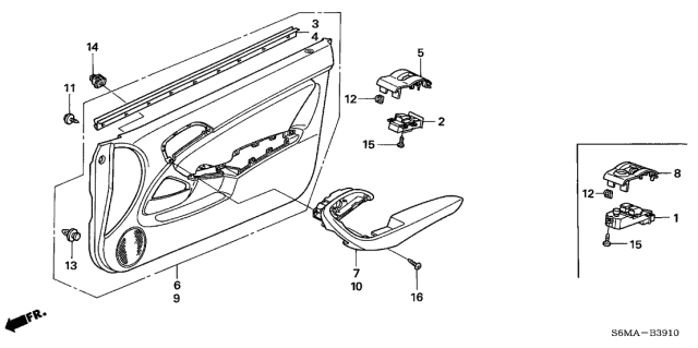 2006 Acura RSX Door-Belt Weather Strip Left Diagram for 72375-S6M-013