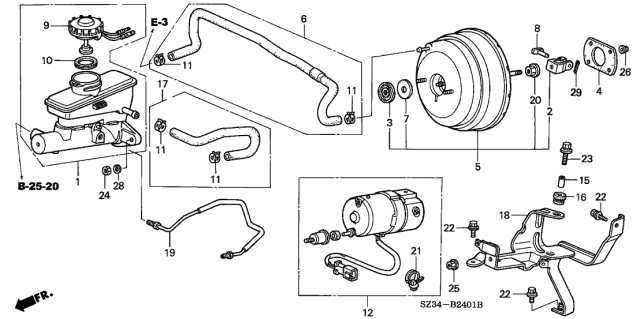 2001 Acura RL Brake Master Cylinder Diagram