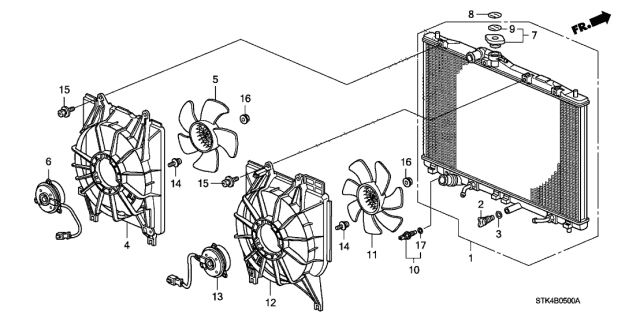 2008 Acura RDX Cooling Fan Motor Diagram for 38616-RWC-A02