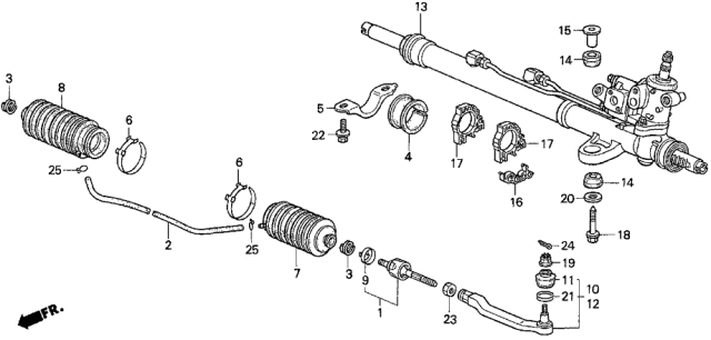 1996 Acura TL Passenger Side Steering Tie Rod End (Musashi) Diagram for 53540-SL5-003