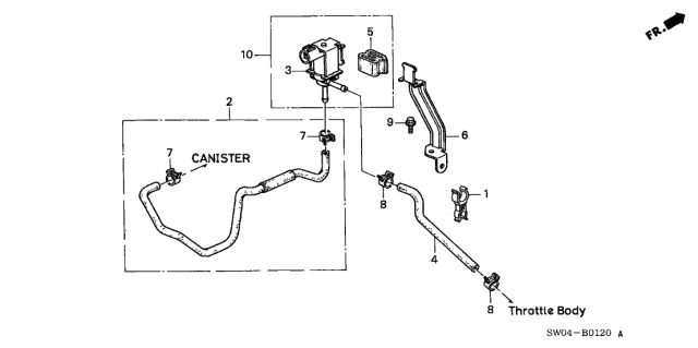 1999 Acura NSX Tube Assembly, Purge Diagram for 17725-SL0-A30