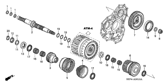 2005 Acura TL 4 Door BASE (NAVIGATION) KA 5AT AT Secondary Shaft Diagram