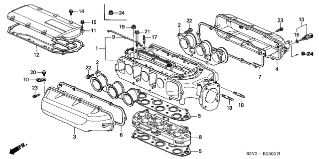 2001 Acura MDX Intake Manifold Gasket Diagram for 17112-PFW-J00