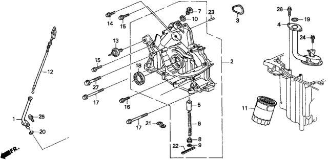 1997 Acura TL 4 Door BAS3.2 KA 4AT Oil Pump (V6) Diagram