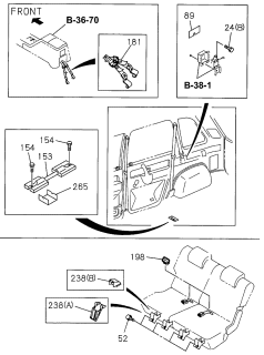1996 Acura SLX 4 Door 4LS (PREMIUM) KA 4AT Rear Seat (Striker) Diagram