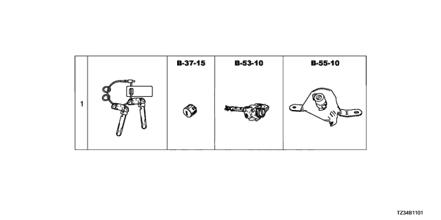 2017 Acura TLX Key Cylinder Set Diagram