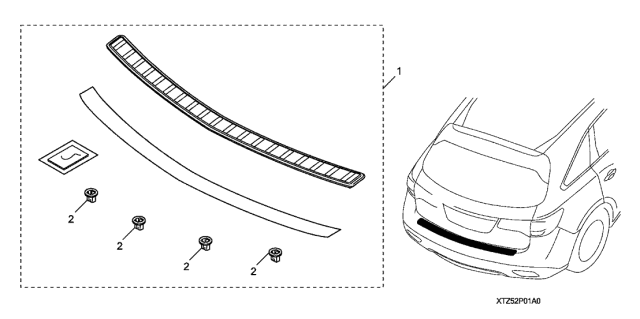 2017 Acura MDX Bumper Protector, Rear Diagram